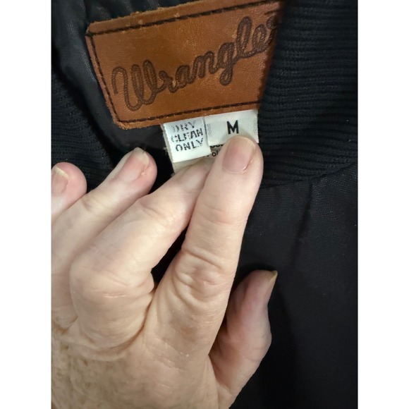 Vintage 90's Wrangler Mens Southwestern Aztec Bomber Jacket MED Black Geometric - Picture 3 of 7